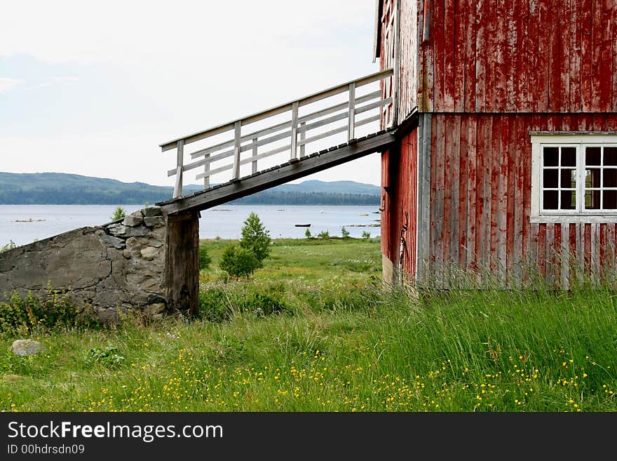 Old barn with bridge