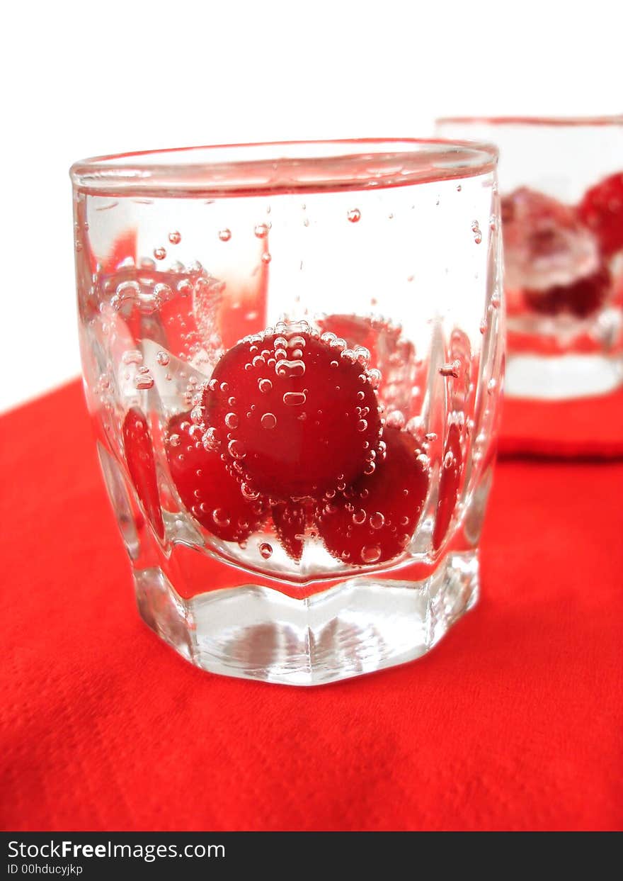 Cherry In Glass Of Water