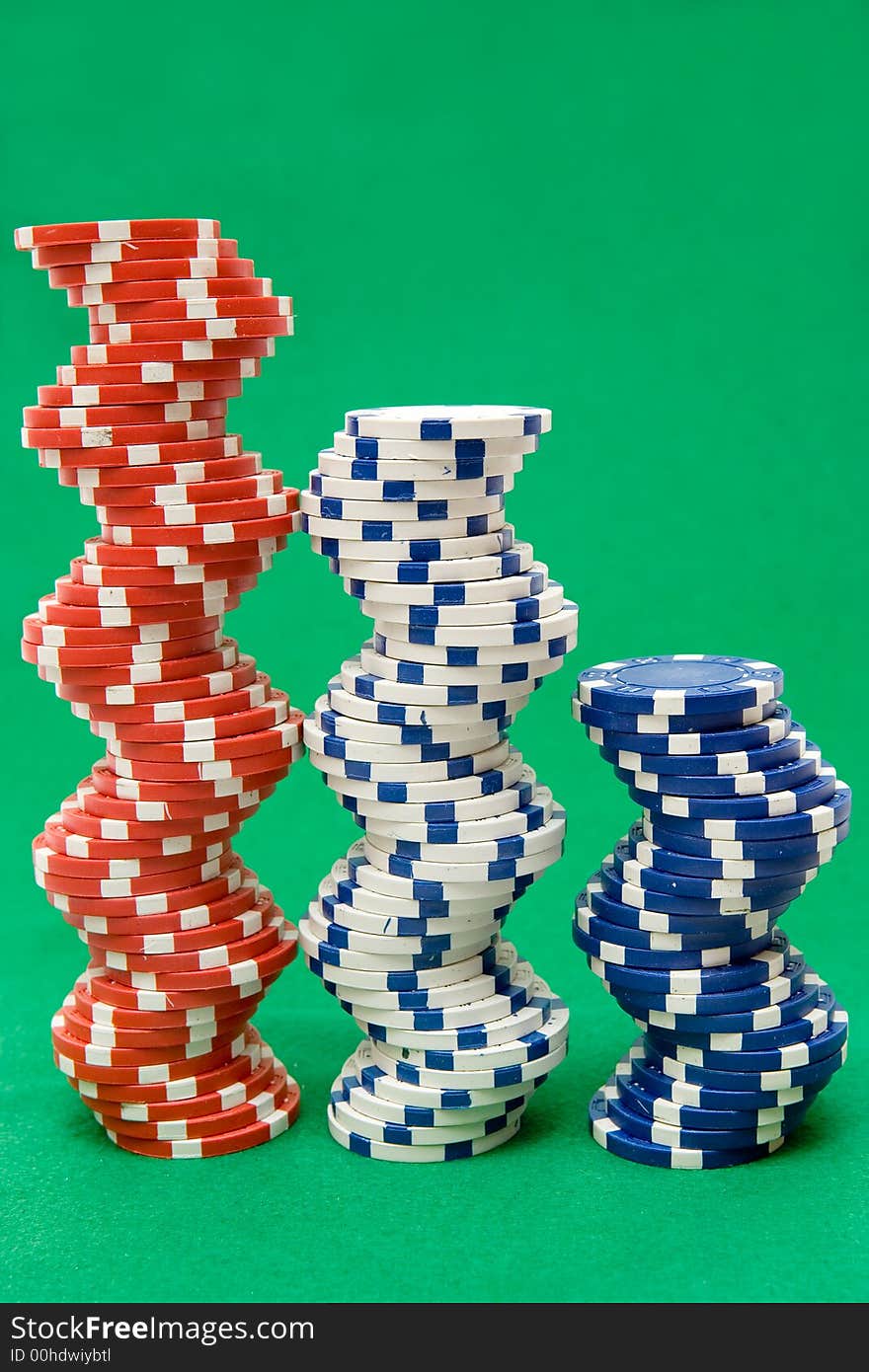 Three Stacks of Poker Chips