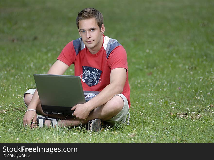 Young man with notebook