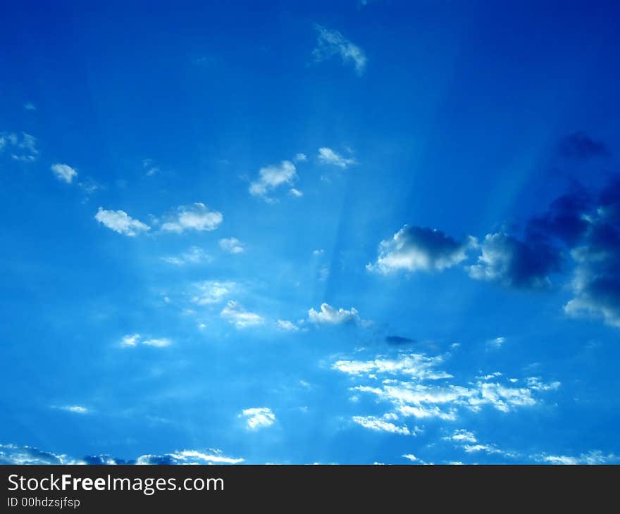 Blue sky of vibrant color with clouds. Blue sky of vibrant color with clouds