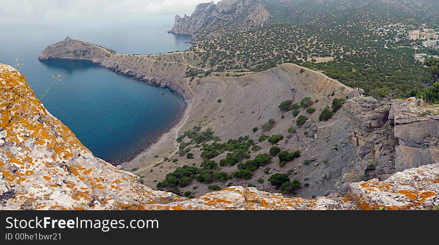 Coastline landscape of Novyj Svit reserve (Crimea, Ukraine). Original of this composite picture have 72 megapixel.