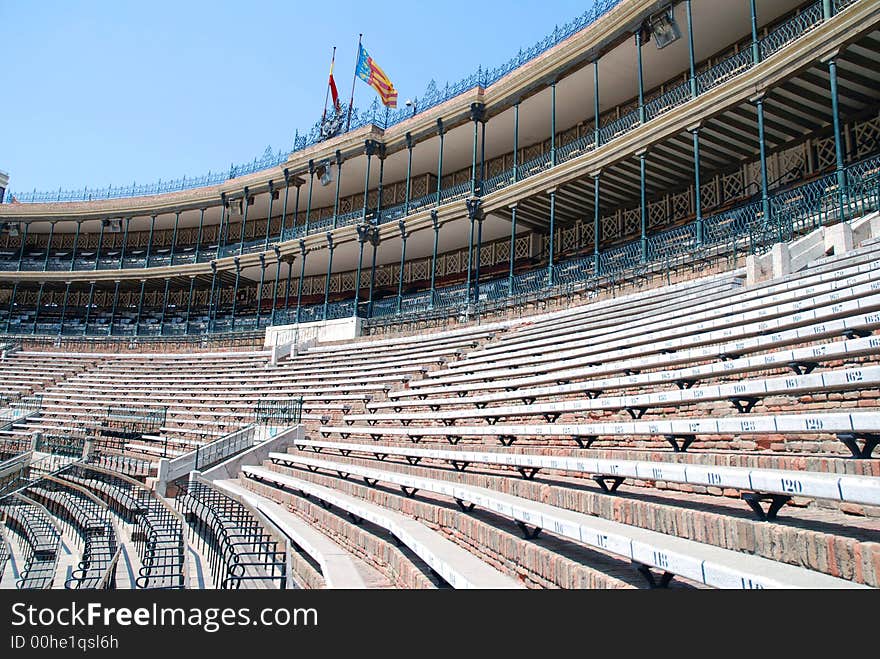 The empty famous arena Of Valencia, Spain, waiting for the show. The empty famous arena Of Valencia, Spain, waiting for the show.