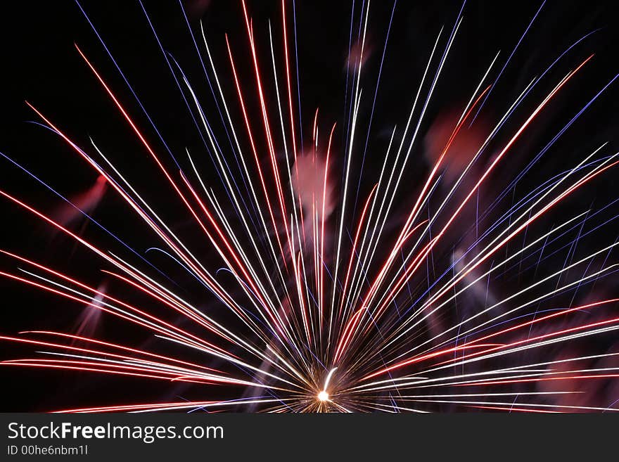 An image of exploding fireworks at night.