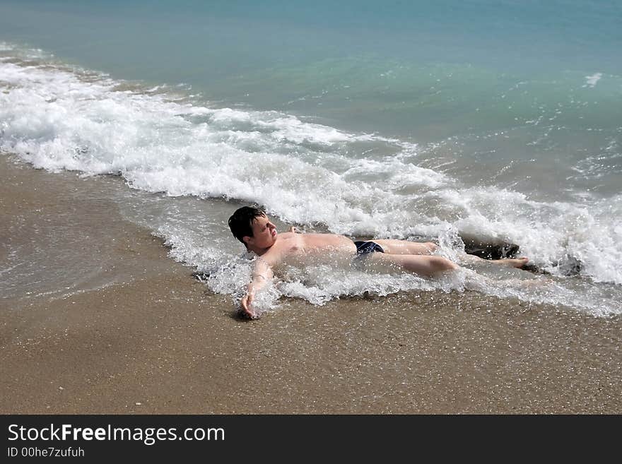 On a beach