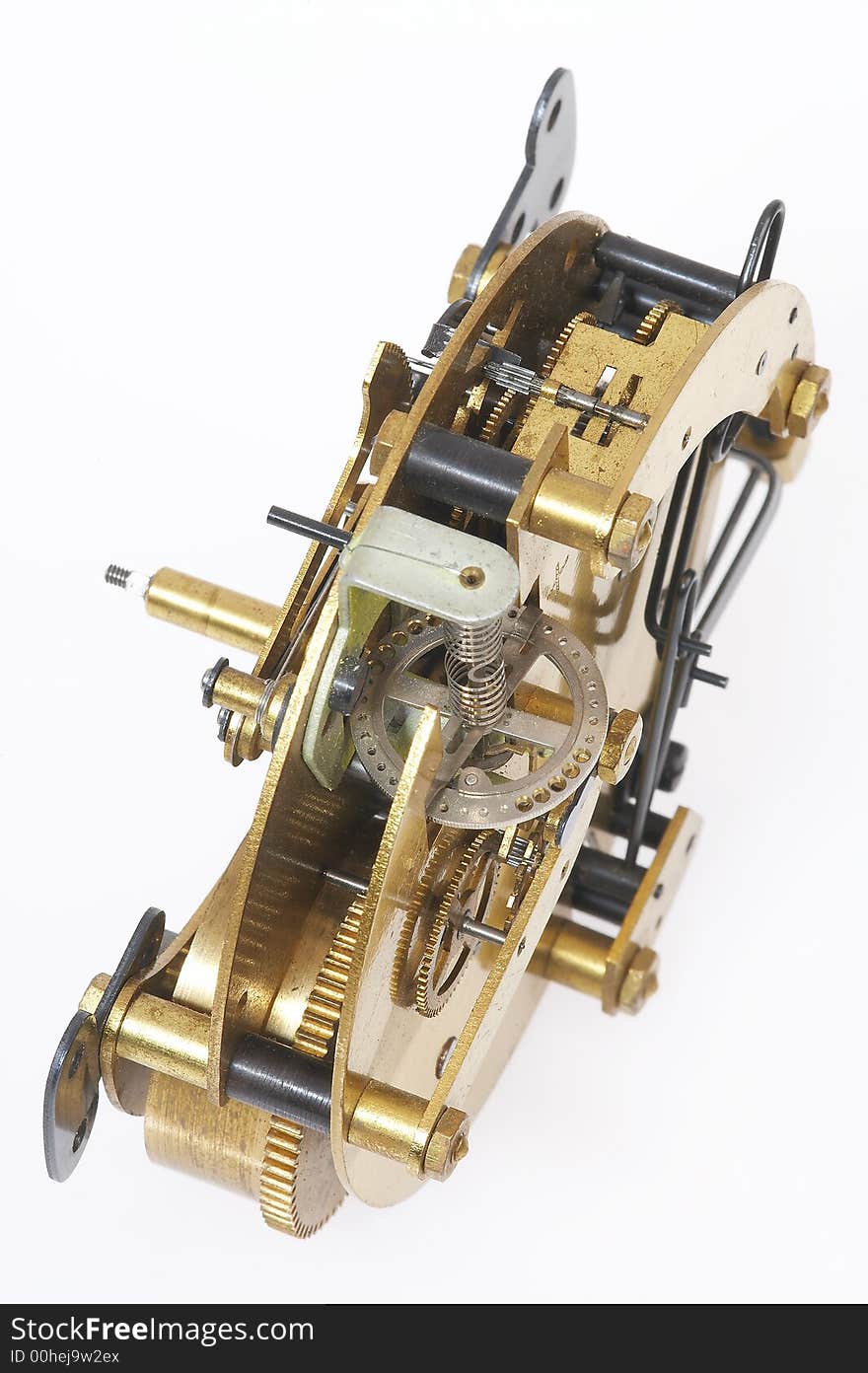 Old gold-coloured clockwork with many little cogwheels