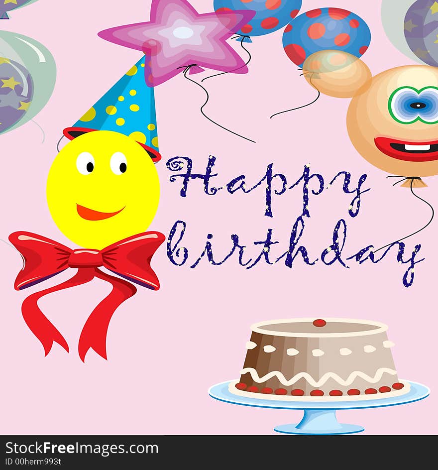 Graphical illustration of one party , birthday. Graphical illustration of one party , birthday