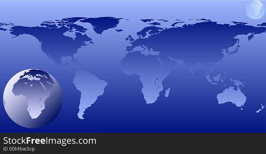 Vector Graphic of the World in blue and white. Vector Graphic of the World in blue and white