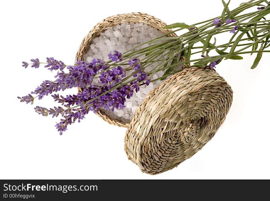 Lavender bath items isolated on the white background