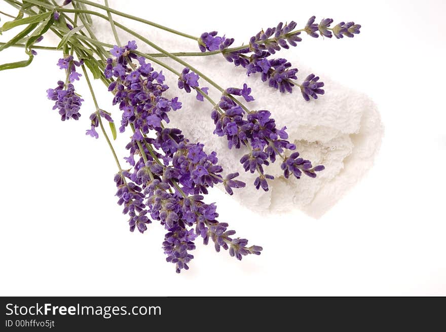 Lavender bath items isolated on the white background