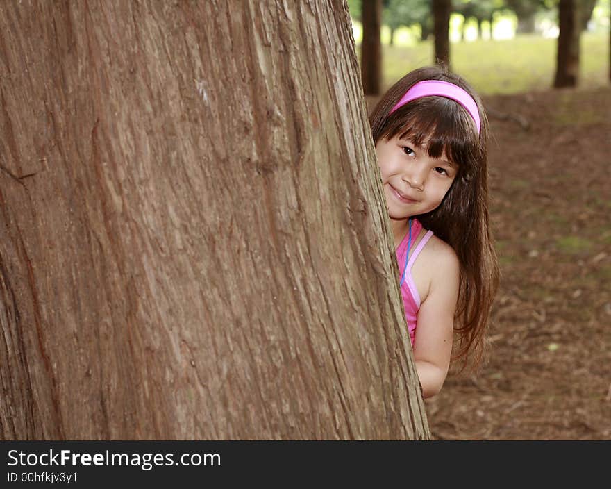 Girl near the tree