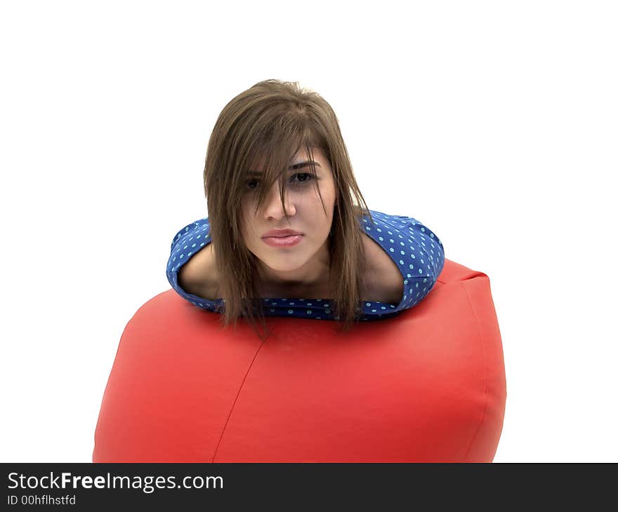 A girl who stand on a balloon. A girl who stand on a balloon