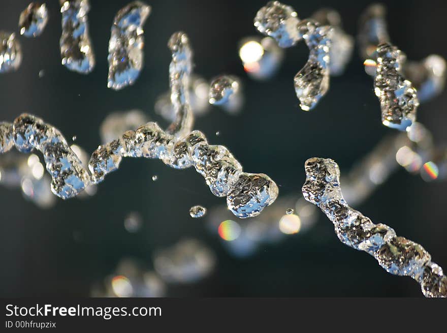 Water flowing from a fountain photgraphed at at very high shuter speed. Water flowing from a fountain photgraphed at at very high shuter speed