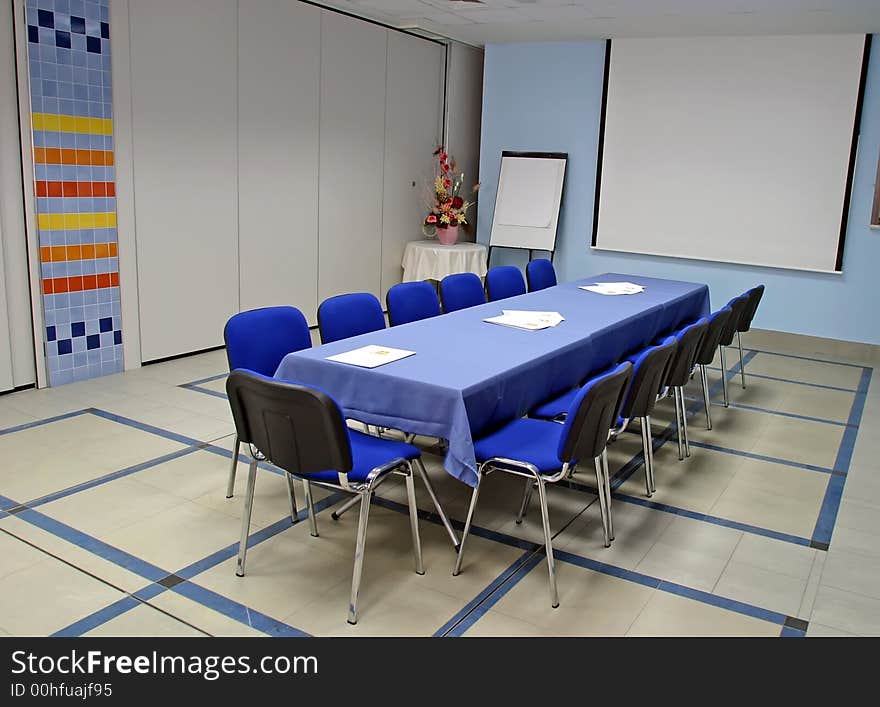 Empty conference room with the projection screen. Empty conference room with the projection screen