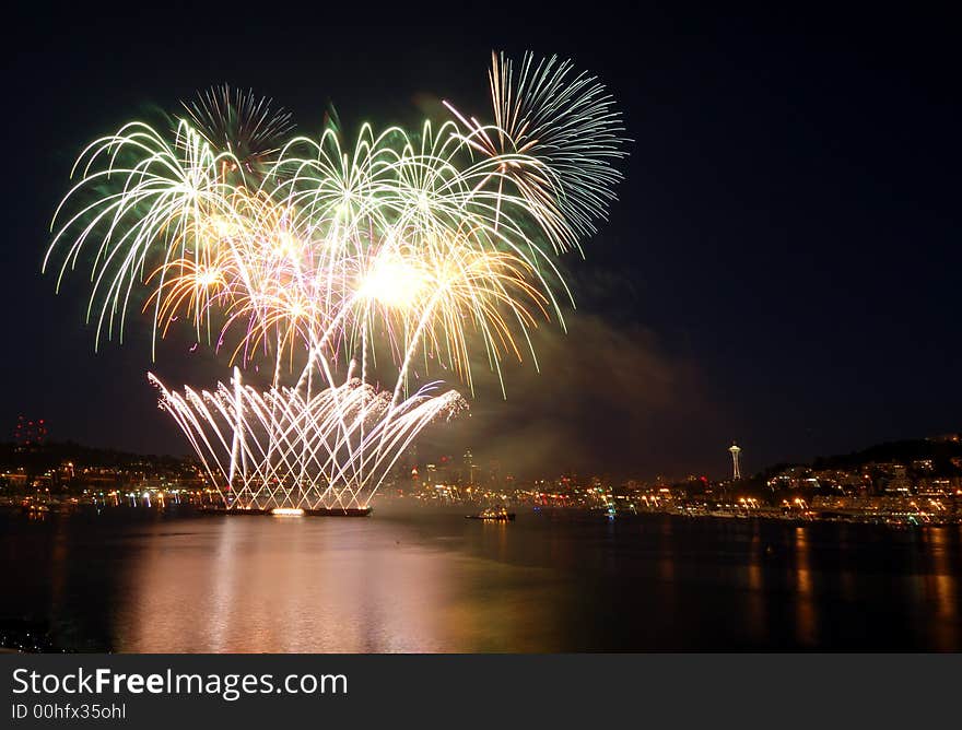 Flames Bursting High at Lake Union