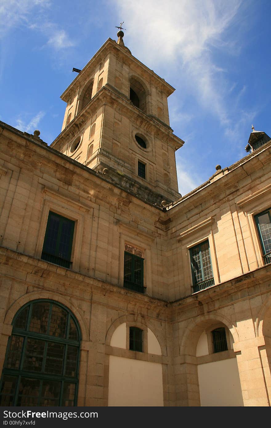 One of the many yards and towers in monastery of Escorial in Madrid. One of the many yards and towers in monastery of Escorial in Madrid