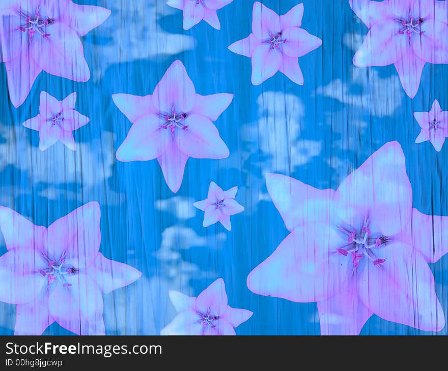 Composition  from blue flowers on a green background. Composition  from blue flowers on a green background