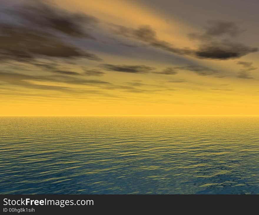 Beautiful sea and sky at sunset - digital artwork. Beautiful sea and sky at sunset - digital artwork