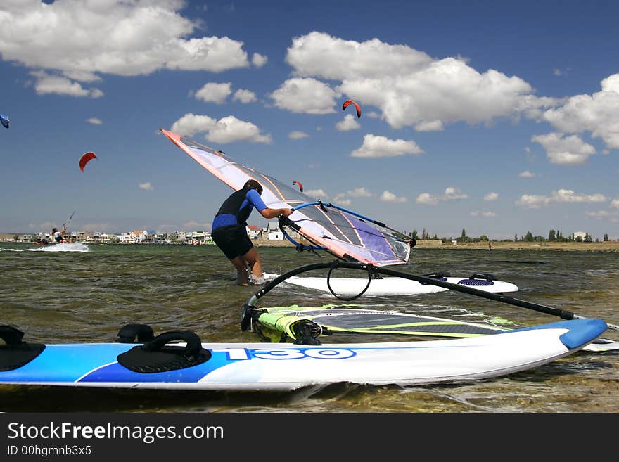 Windsurfer ready to start