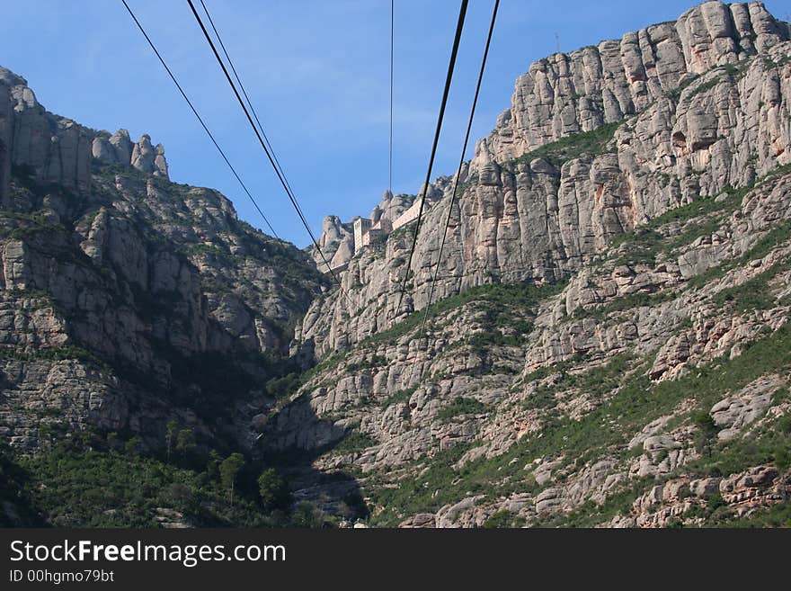 Rope-way to Montserrat, Catalonia, Spain