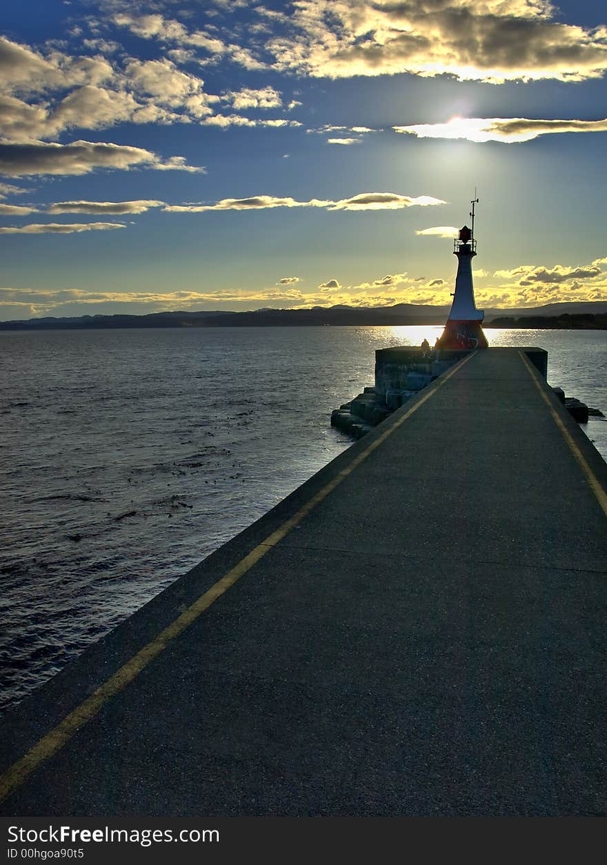 Sunset on a breakwater