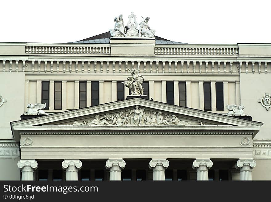 Fragment of opera house building with sculptures. Fragment of opera house building with sculptures