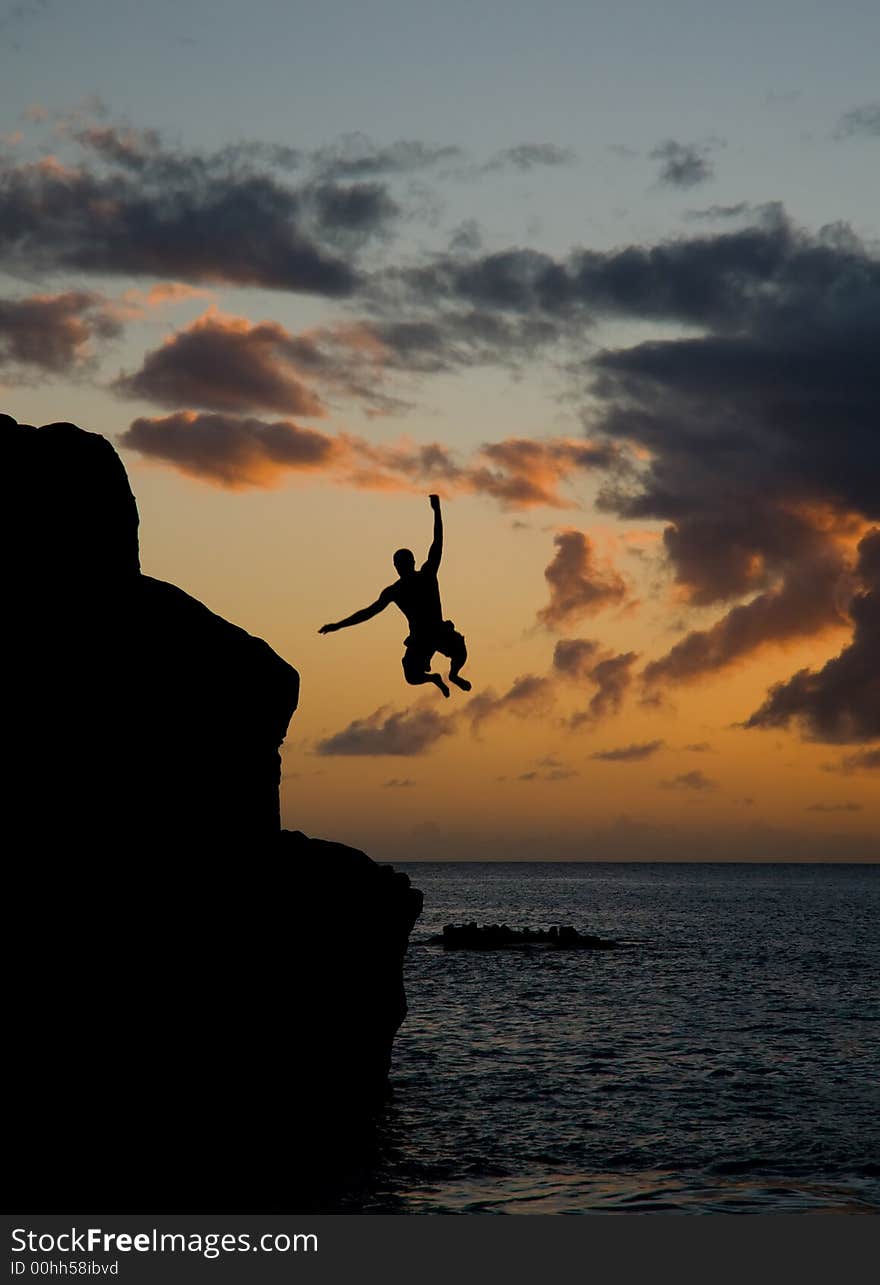 Jumping in Waimea Bay