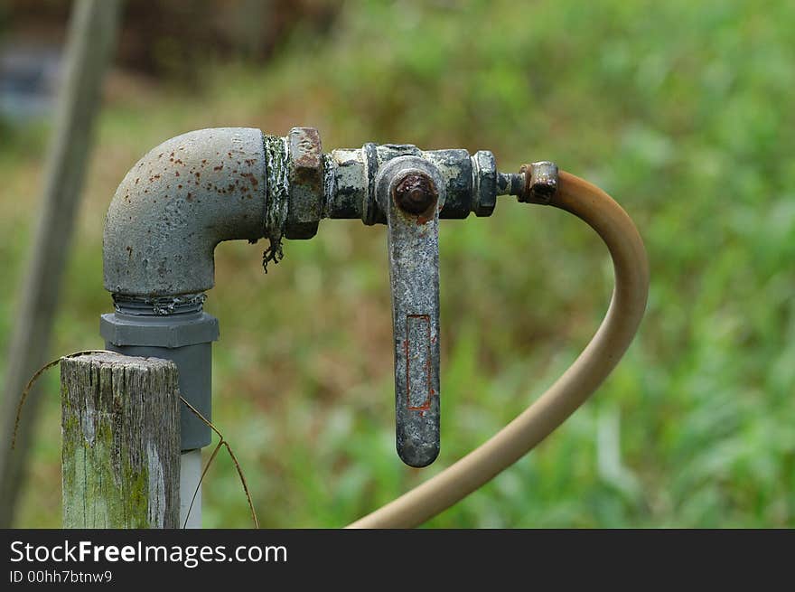 Rusty tap in the garden