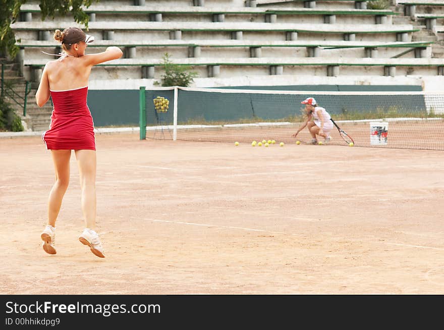 Blond Girl Playing Tennis