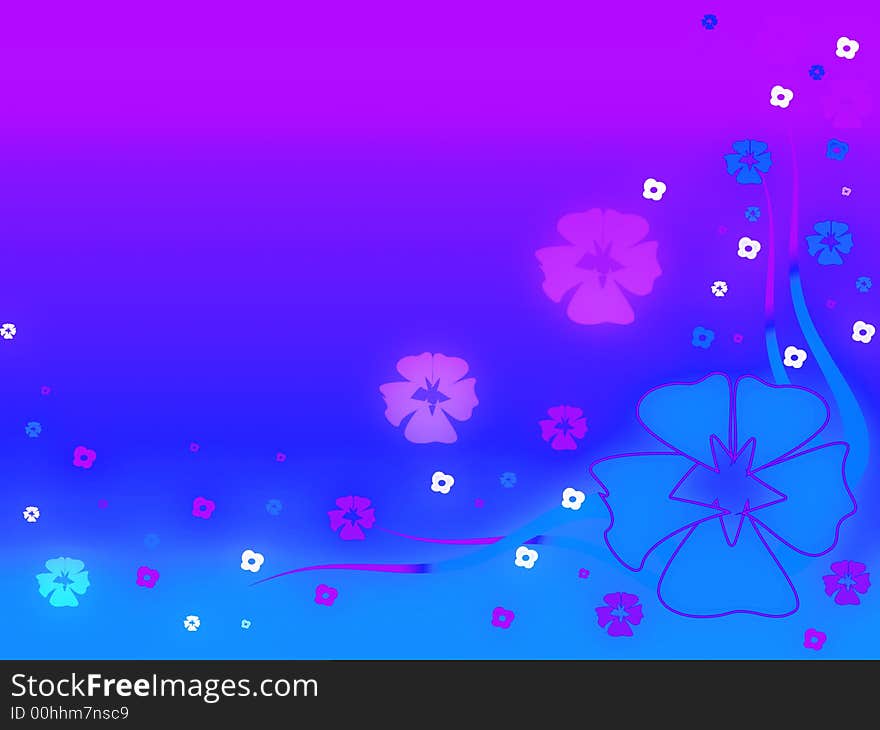 Abstract purpe and blue flower background