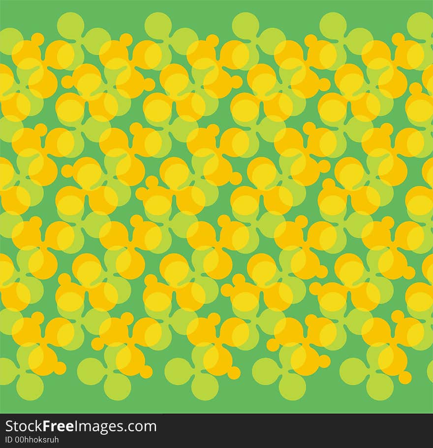 Pattern of yellow trefoils on green background. Pattern of yellow trefoils on green background