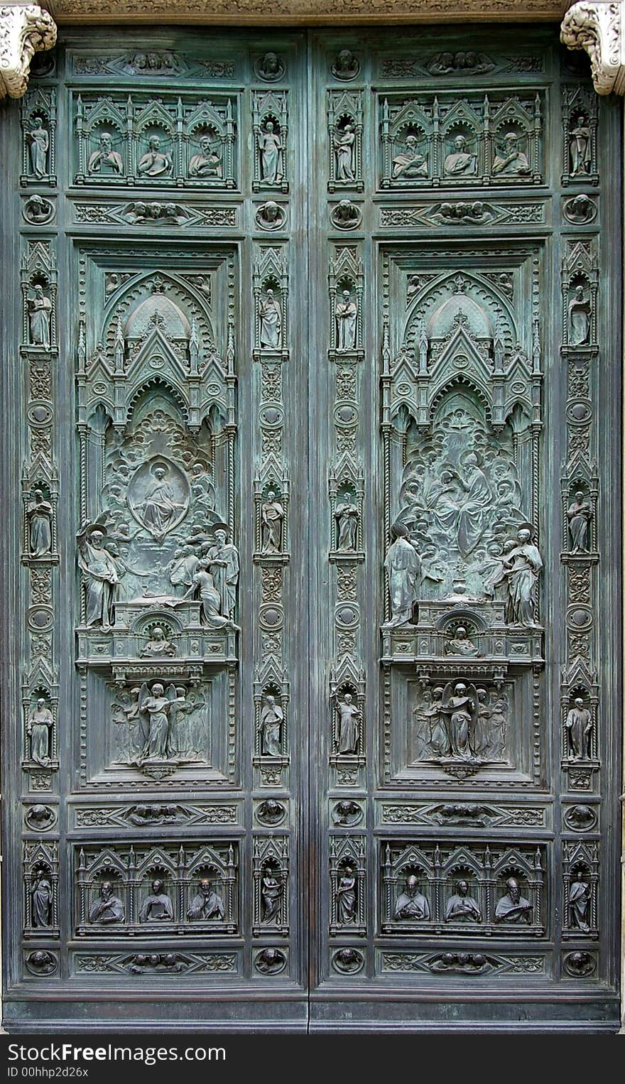 Image of detail of the door on the church in Florence Italy