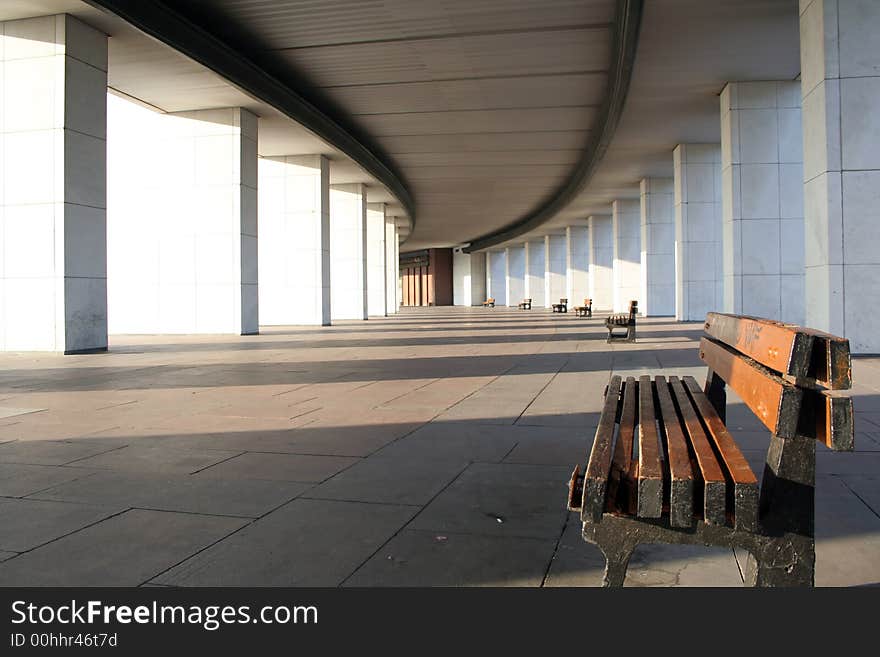 Benches at some building