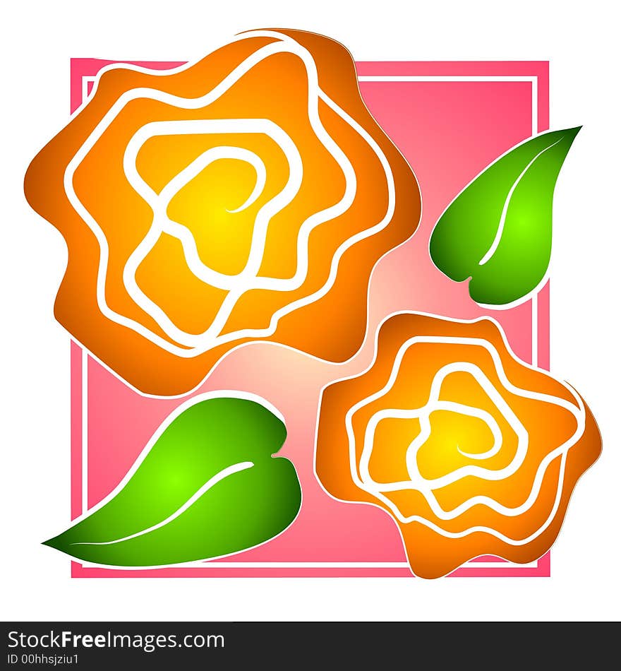 Rose Clip Art Yellow on Pink