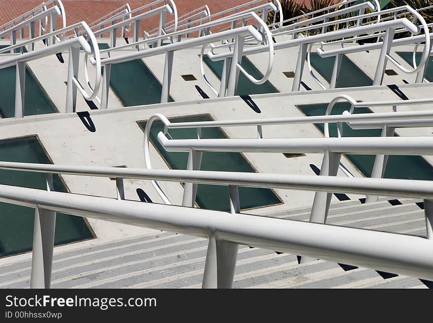 Rows of descending modern stairs. Rows of descending modern stairs