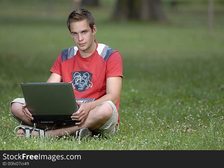 Young man with notebook