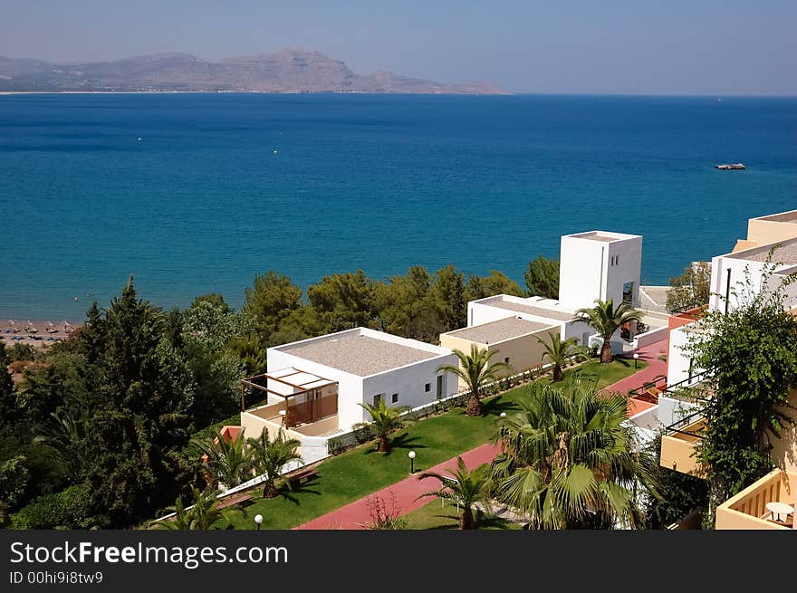 View over mediterranean sea from luxury hotel garden. View over mediterranean sea from luxury hotel garden