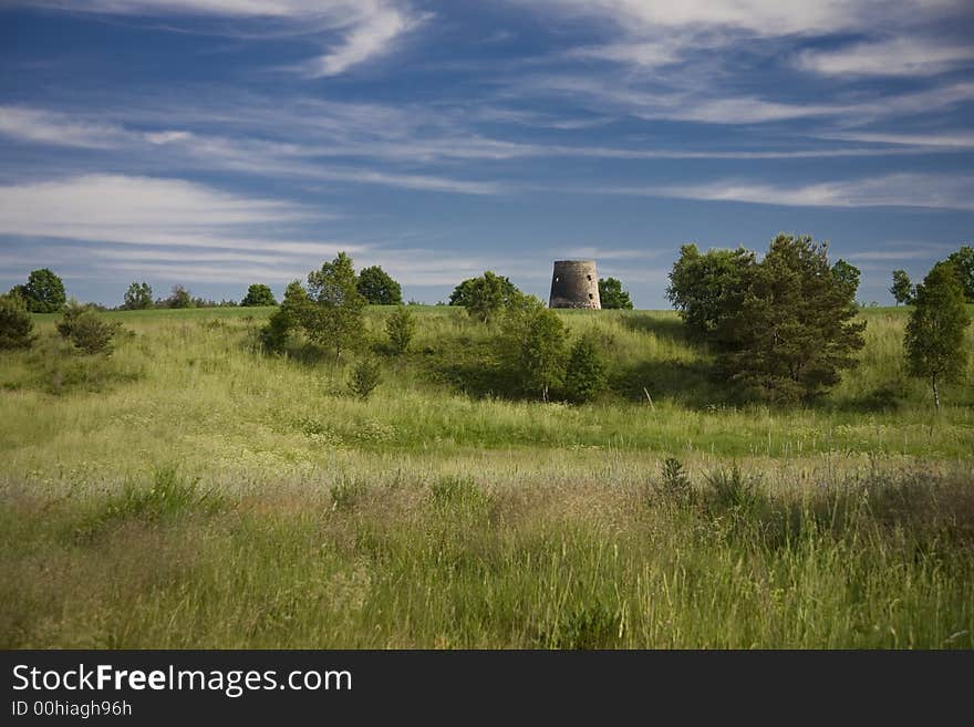 Landscape whit blue sky and green hill in Poland. Landscape whit blue sky and green hill in Poland