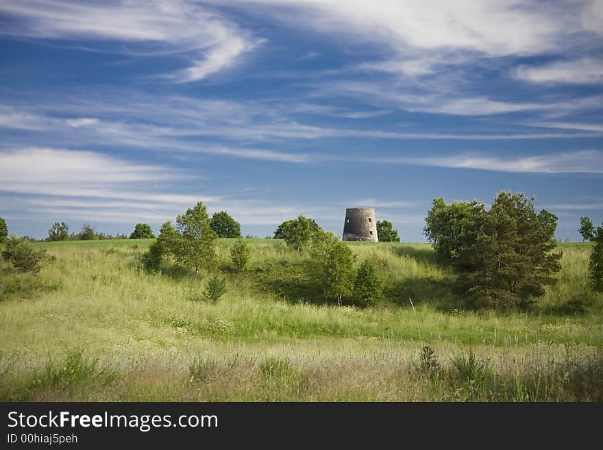 Landscape whit blue sky and green hill in Poland. Landscape whit blue sky and green hill in Poland