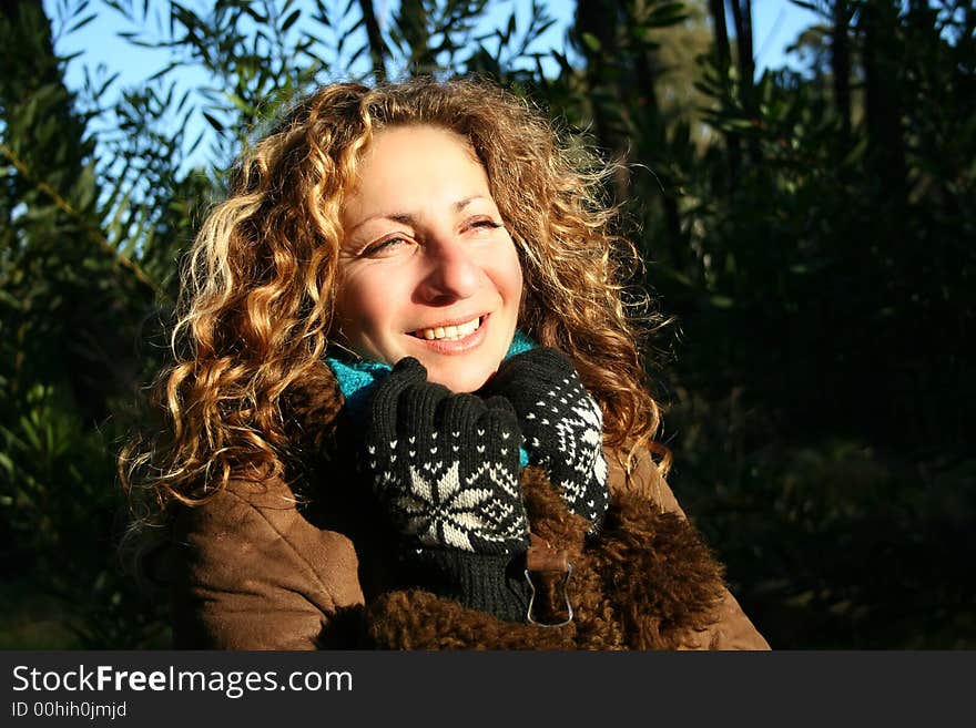 Autumn-scene in Uruguay with a woman.