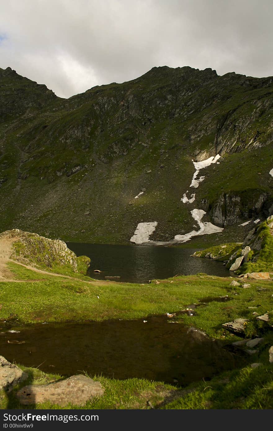 Two little lakes in the mountains