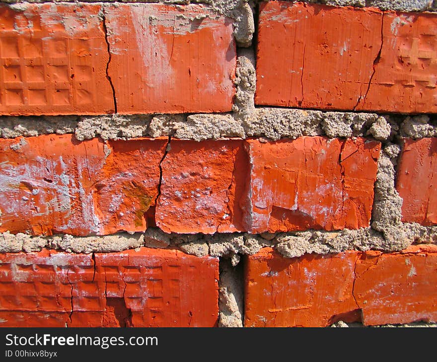 The red brick wall background. The red brick wall background