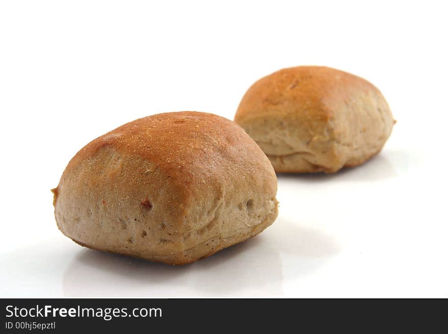 Bread rolls on white background