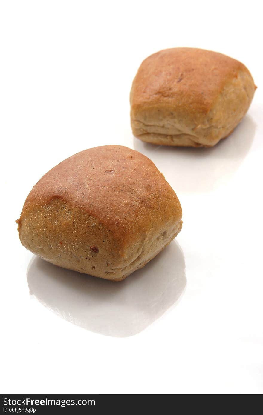 Bread rolls on white background