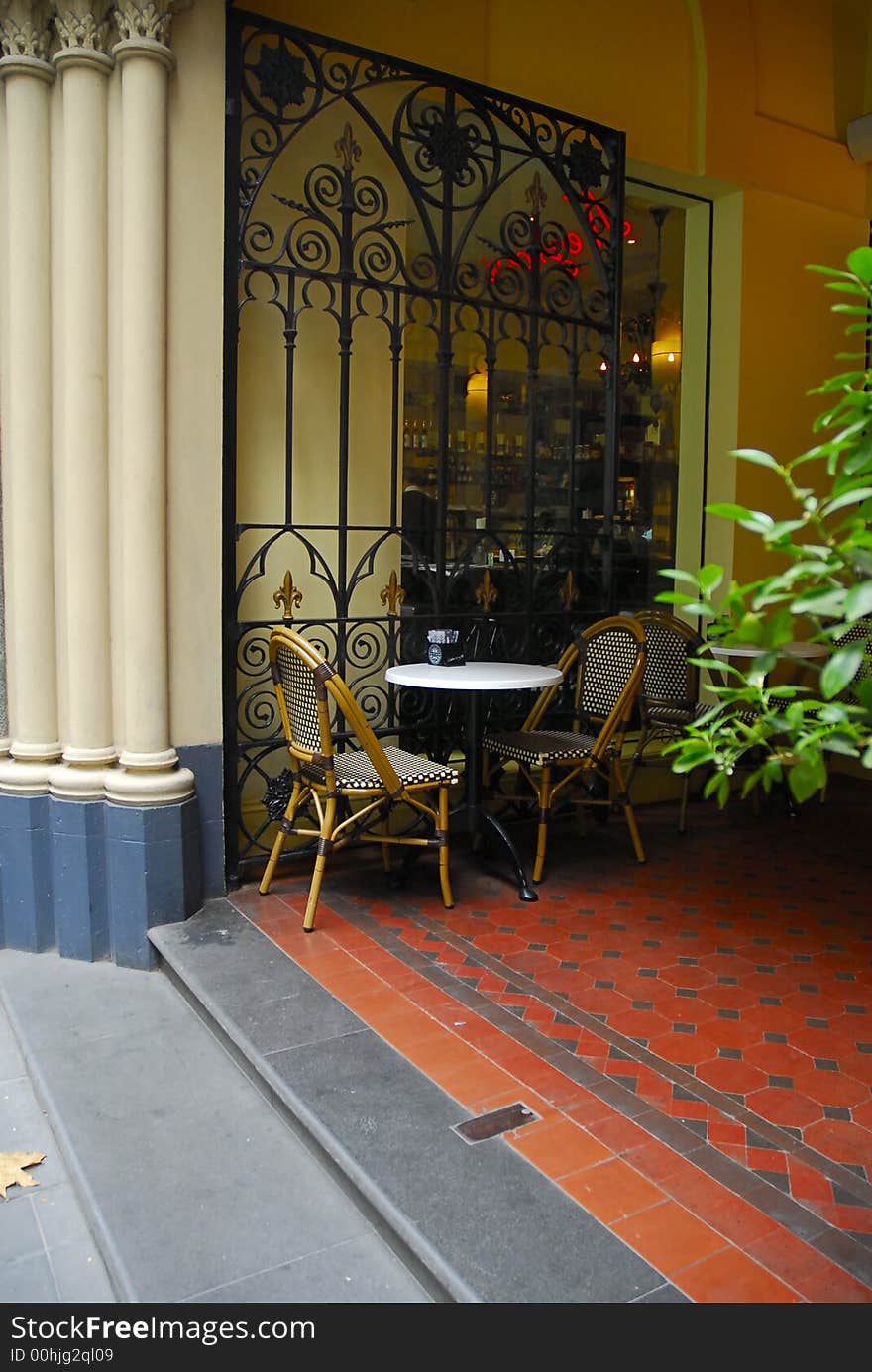 A cafe corner on a terrace in Melbourne, Australia. A cafe corner on a terrace in Melbourne, Australia