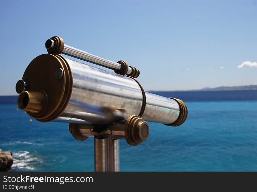 Old telescope overlooking the Med, Nice, France