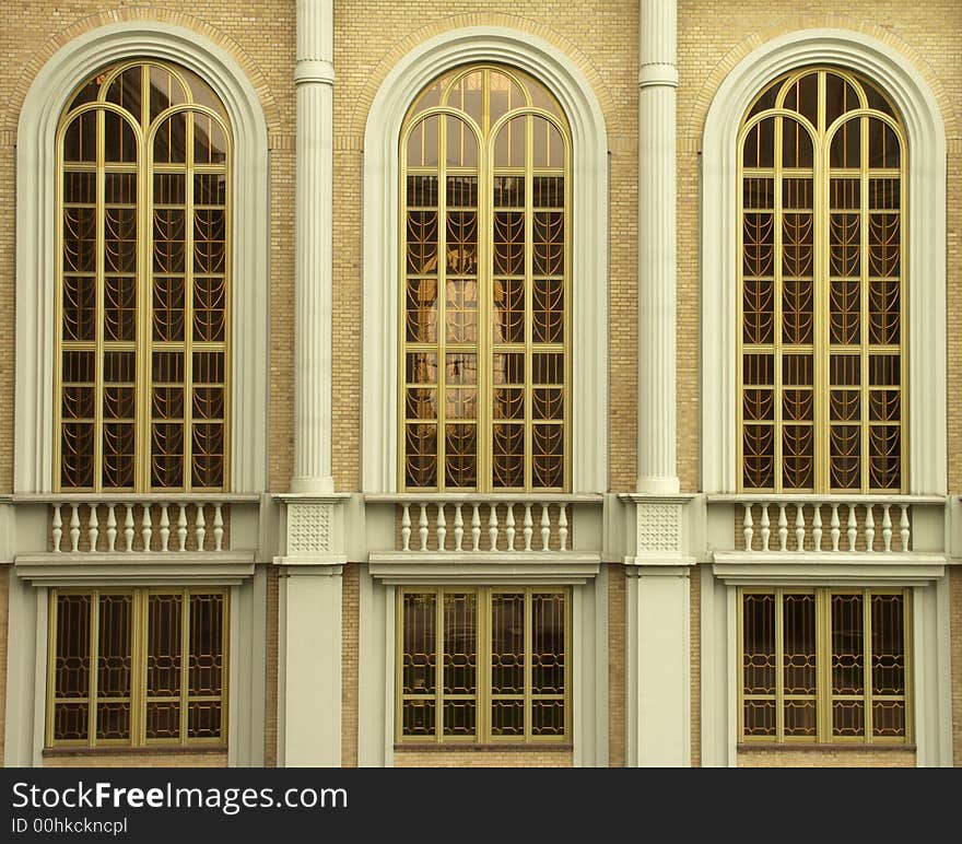 Three gold-plated windows of the church / basilica