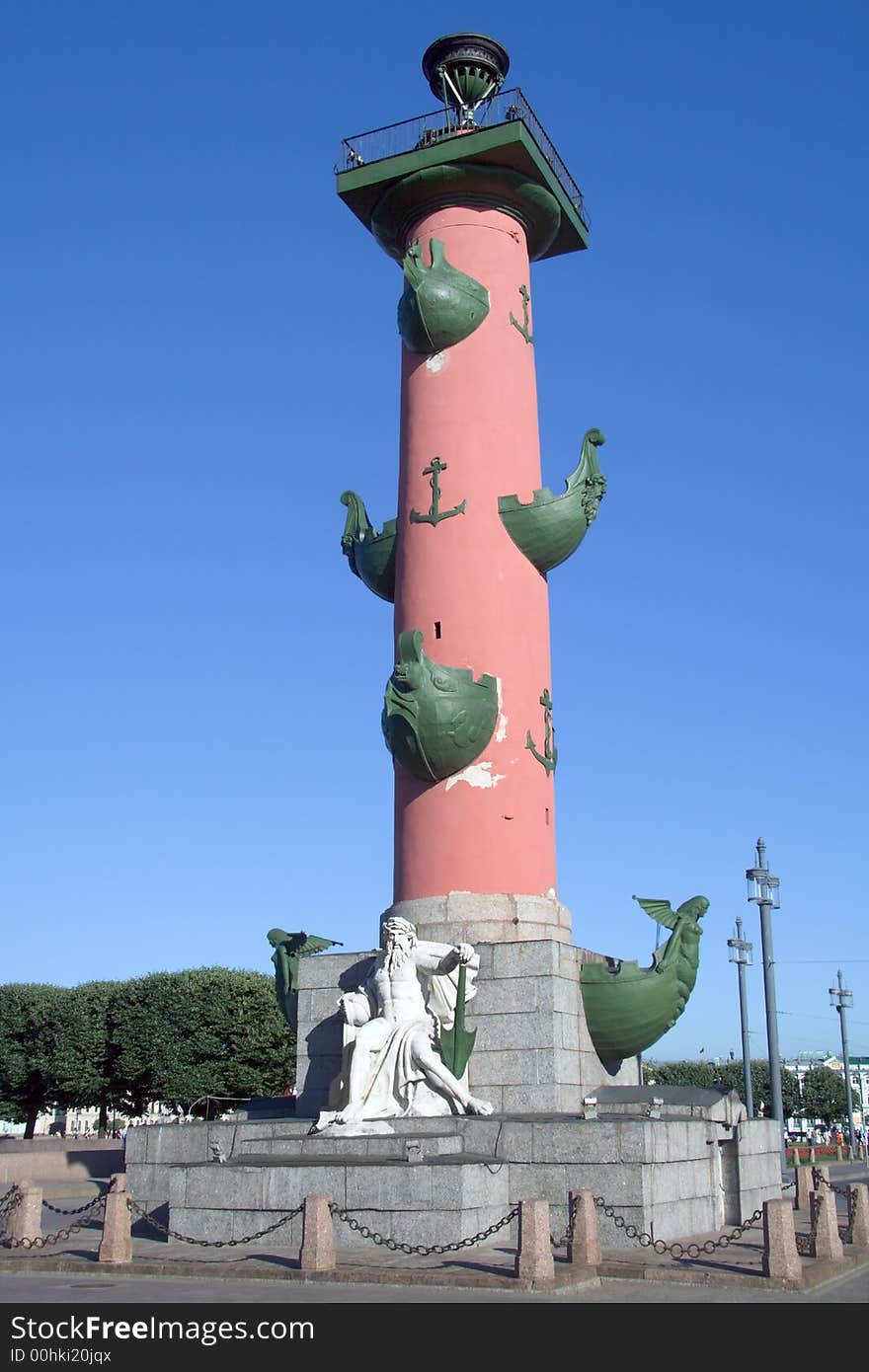 The Rostral column in St.Petersburg, Russia: the monument in the honor of sea victories