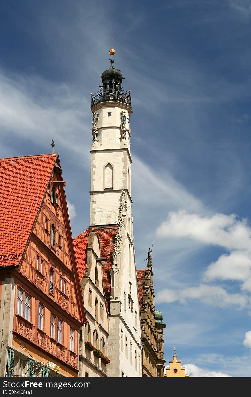 Buildings of the old medieval town of Rothenburg, Germany