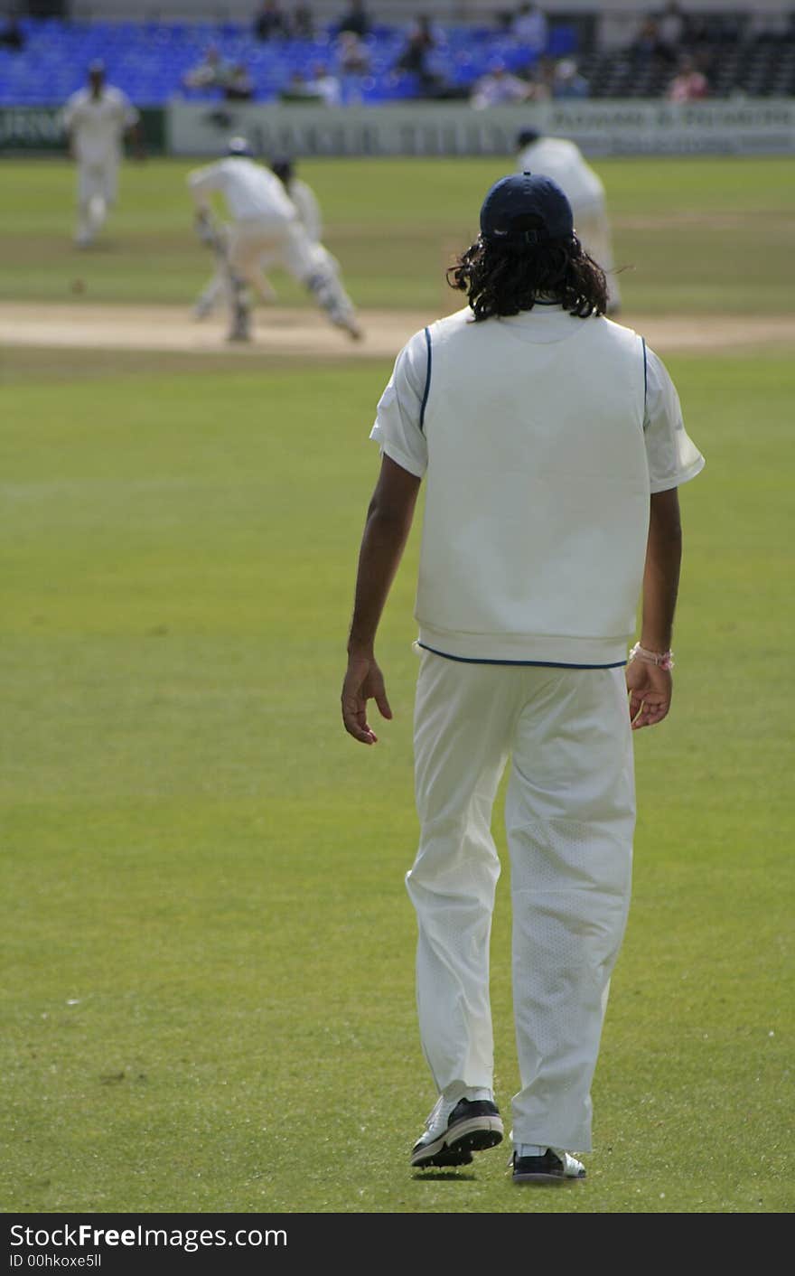 Advancing on the wicket as each ball is bowled. Advancing on the wicket as each ball is bowled